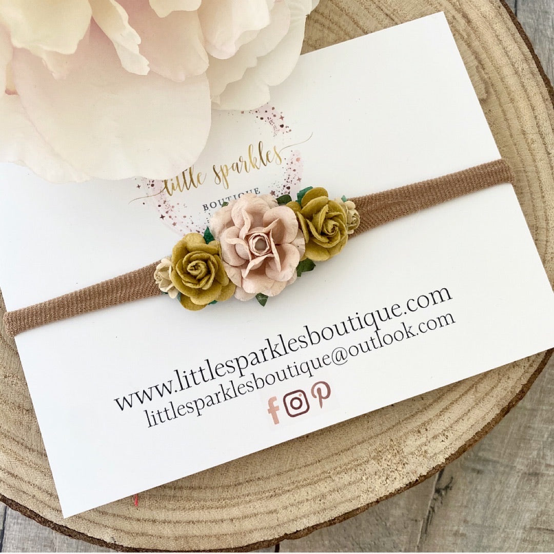 Nude And Mustard Flower Headband