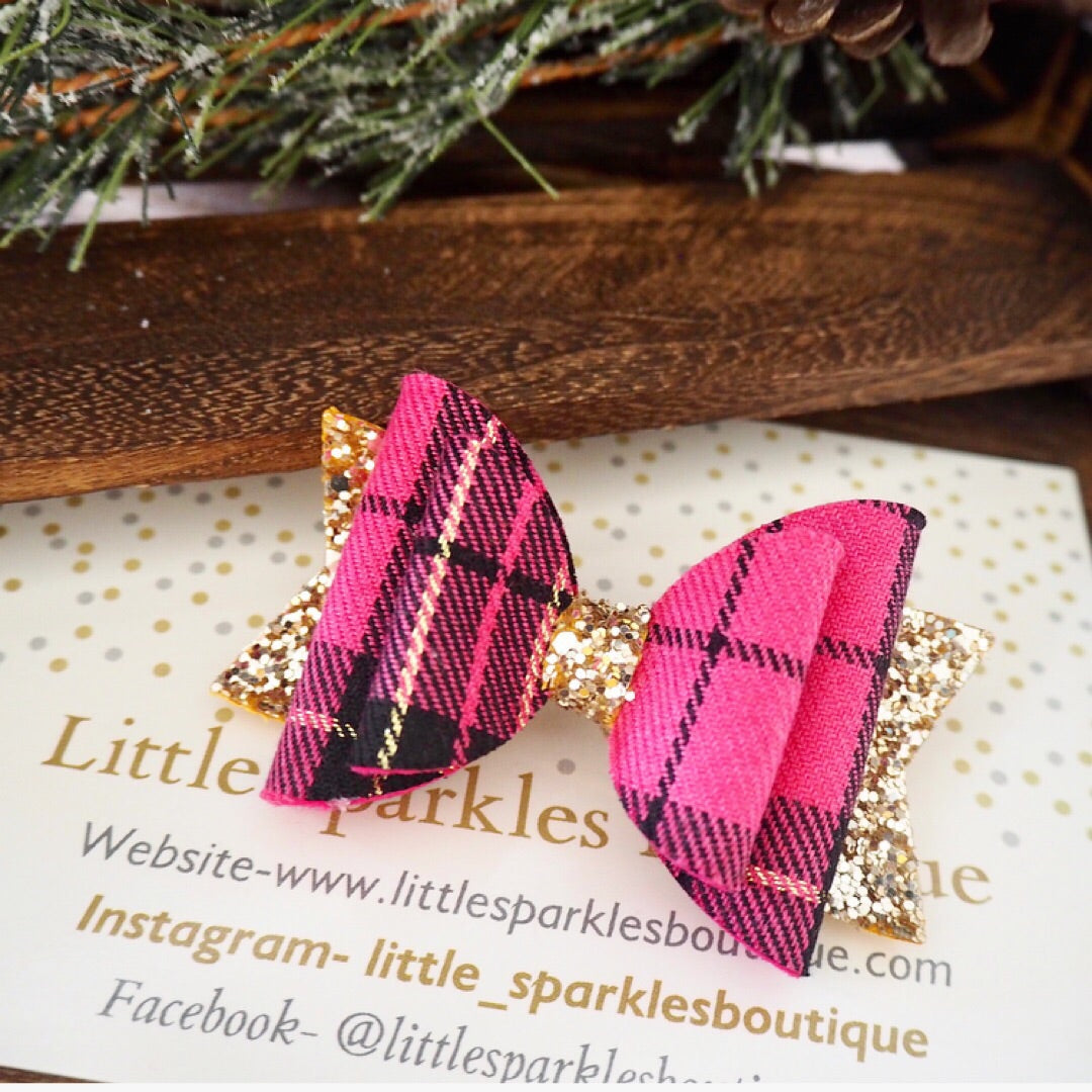 Pink Tartan Bow